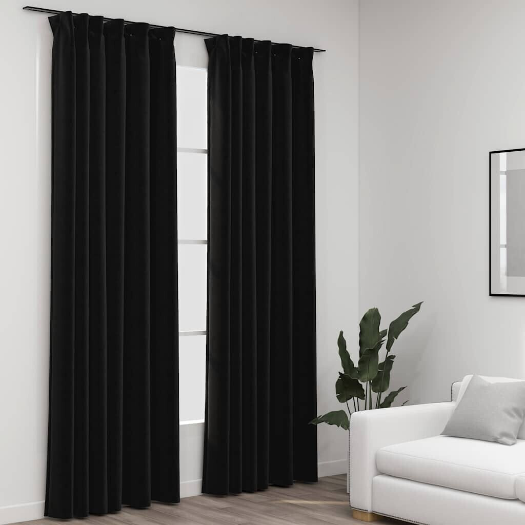 vidaXL Blackout curtains with hooks linen look 2 pieces 140x225 cm (321165)
