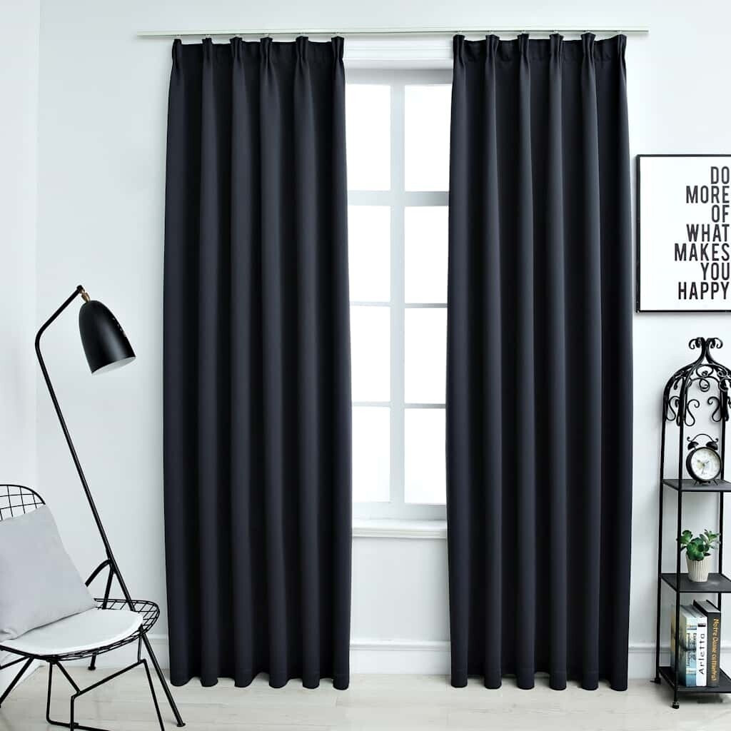 vidaXL Blackout curtains with hooks 2 pieces anthracite 140x245cm (134424)