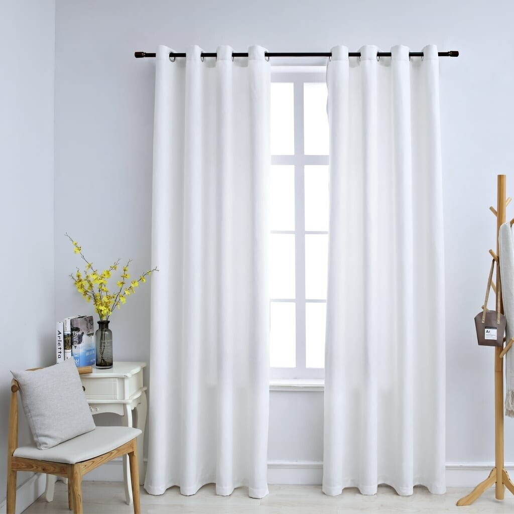 vidaXL Blackout curtains with metal eyelets 2 pieces gray white 140x225 cm (134483)