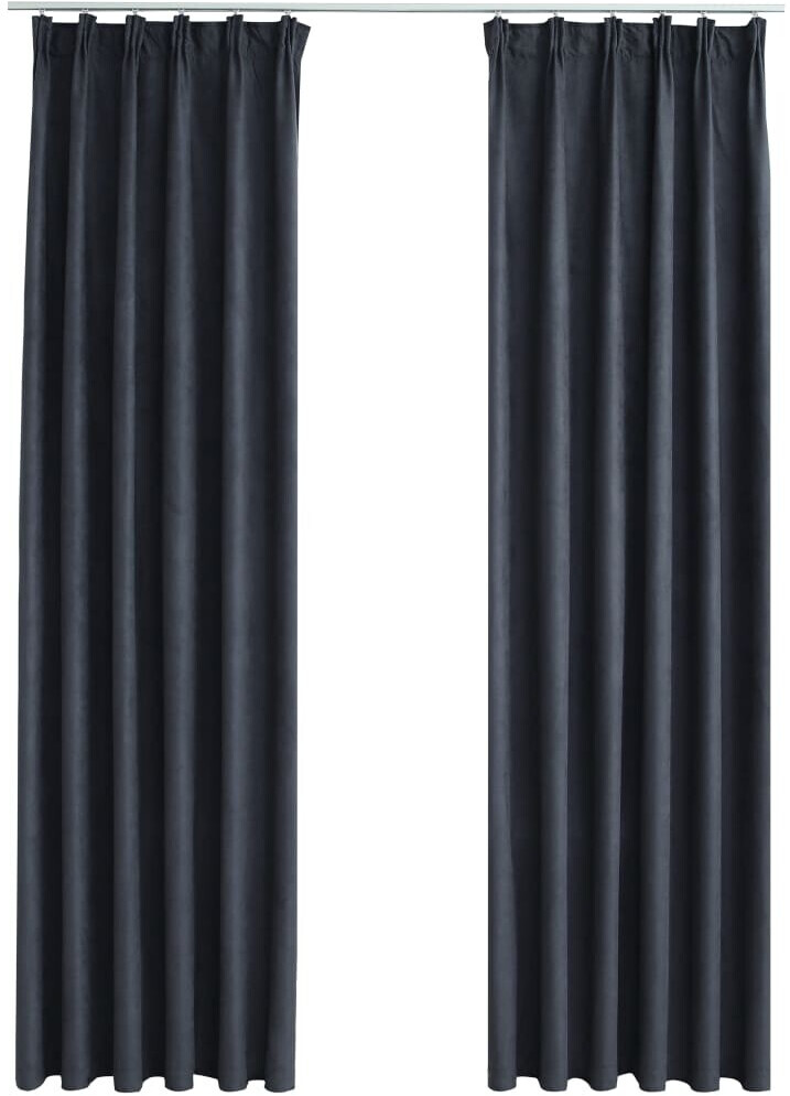 vidaXL Blackout curtains with hooks 2 pieces anthracite 140x175 cm (134461)