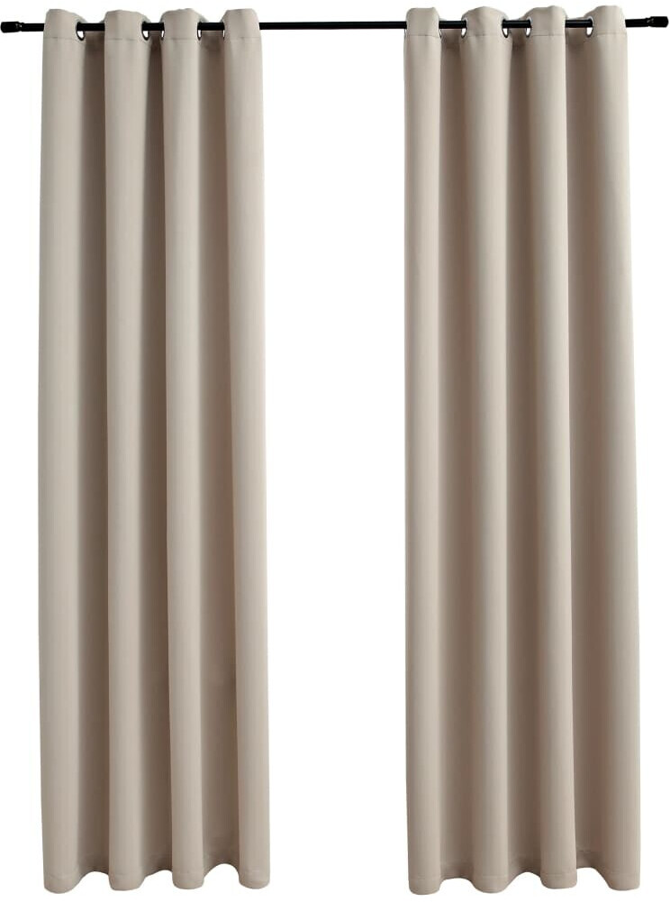 vidaXL Blackout curtains with metal eyelets 2 pieces beige 140x245 cm (134444)