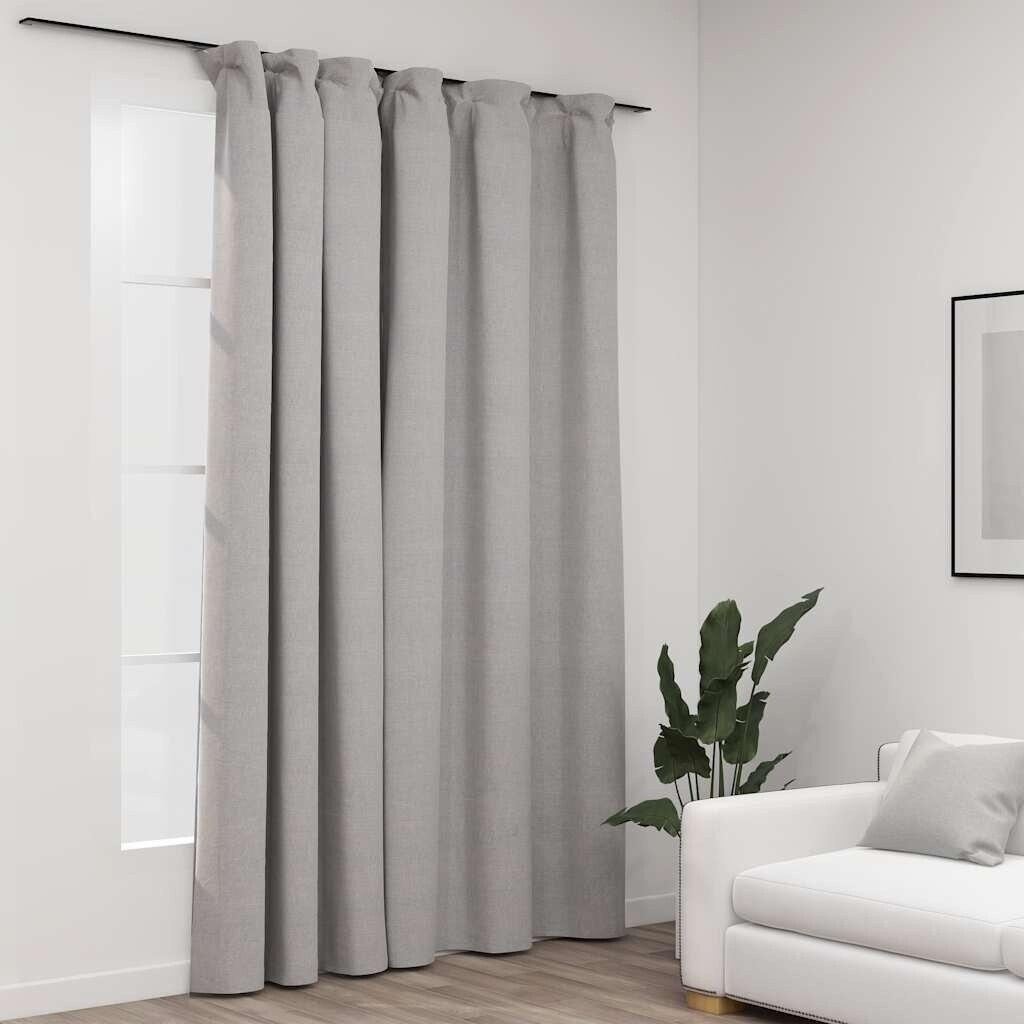 vidaXL Blackout curtain with hooks linen look gray 290x245 cm (321175)
