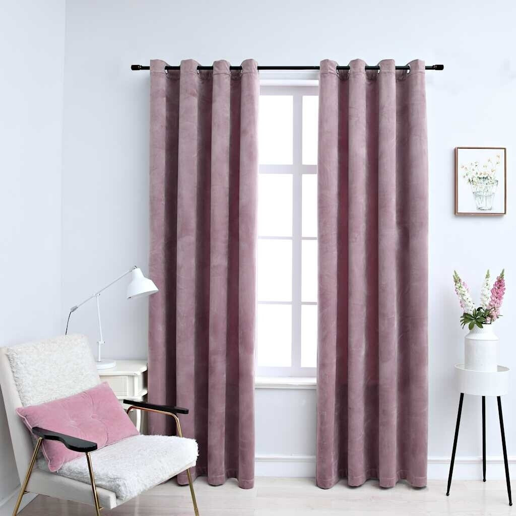 vidaXL Blackout curtains with eyelets 2 pieces velvet antique pink 140x245cm (134522)