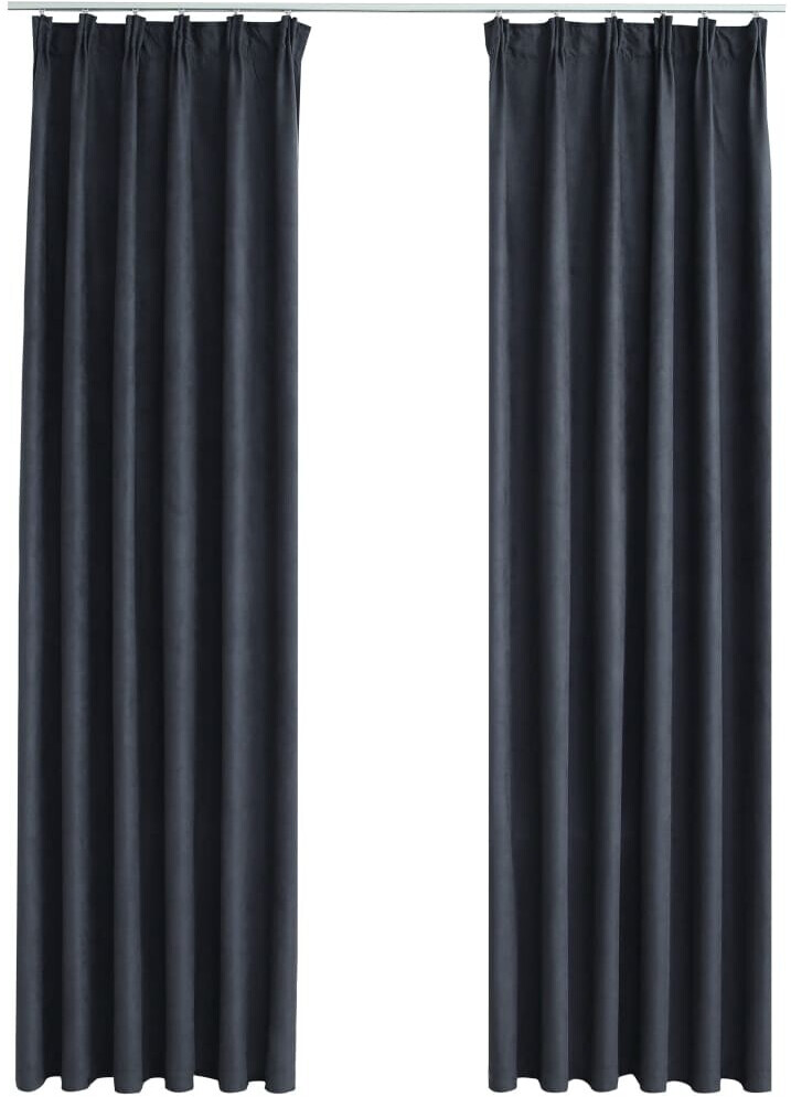vidaXL Blackout curtains with hooks 2 pieces anthracite 140x245 cm (134463)