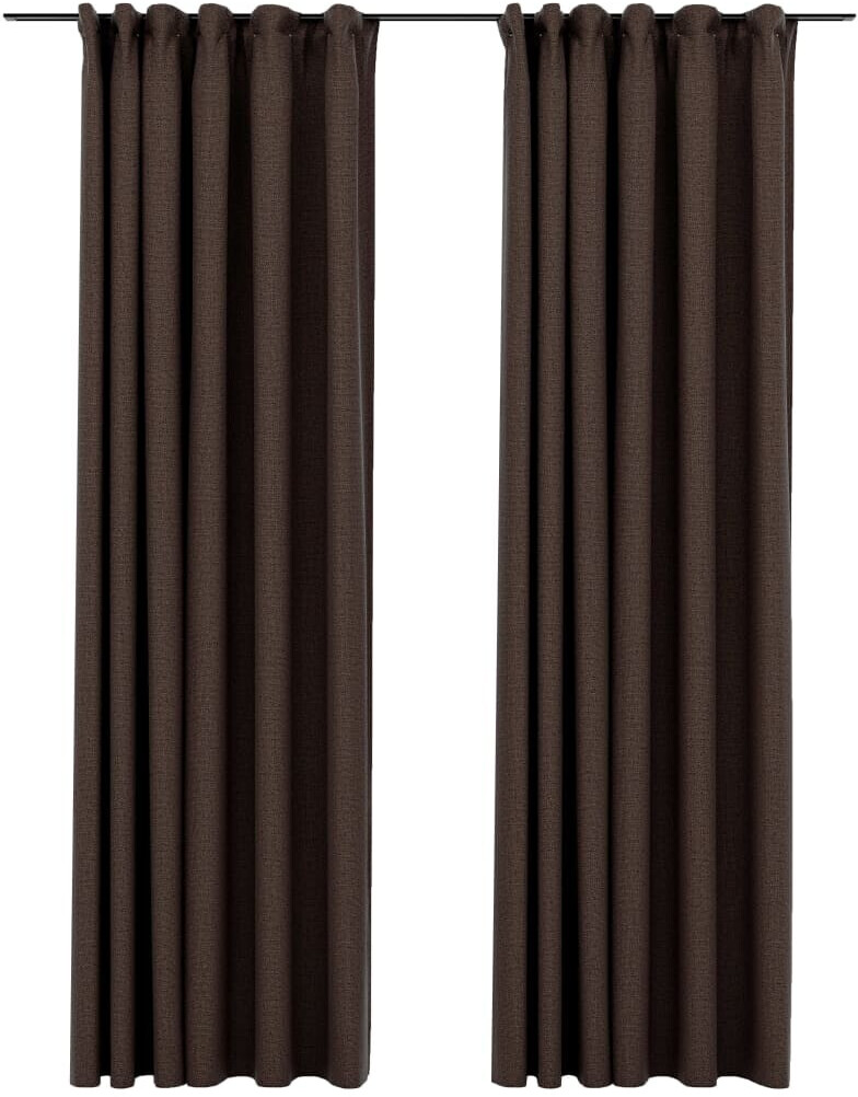 vidaXL Blackout curtains hooks linen look 2 pieces taupe 140x245 cm (321206)