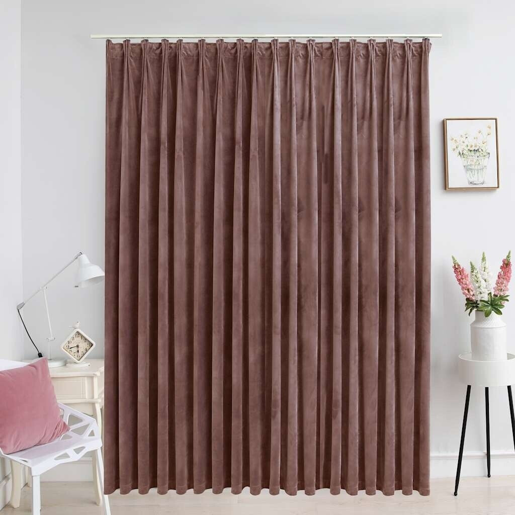 vidaXL Blackout curtain with hooks velvet antique pink 290 x 245 cm (134527)