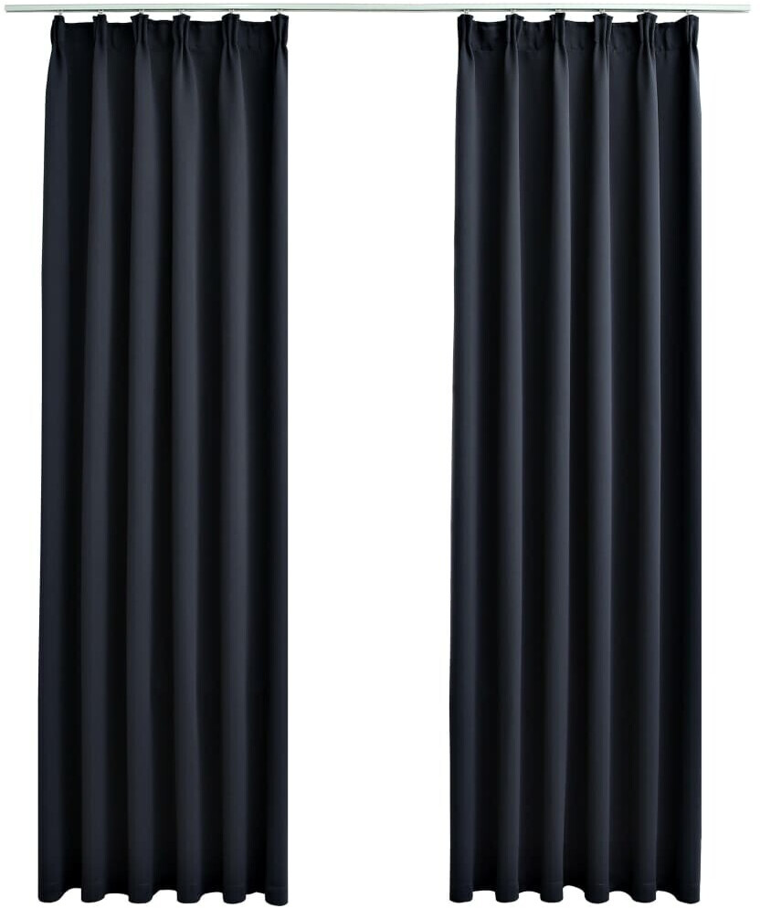 vidaXL Blackout curtains with hooks 2 pieces anthracite 140x225cm (134423)