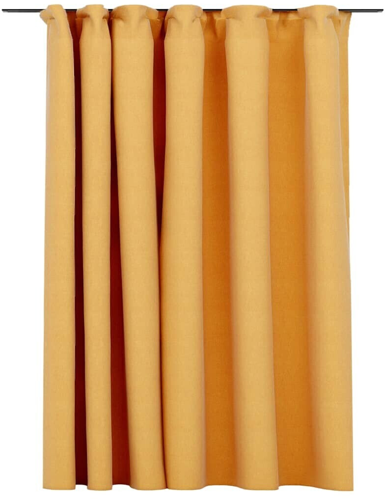 vidaXL Blackout curtain with hooks linen look yellow 290x245 cm (321199)