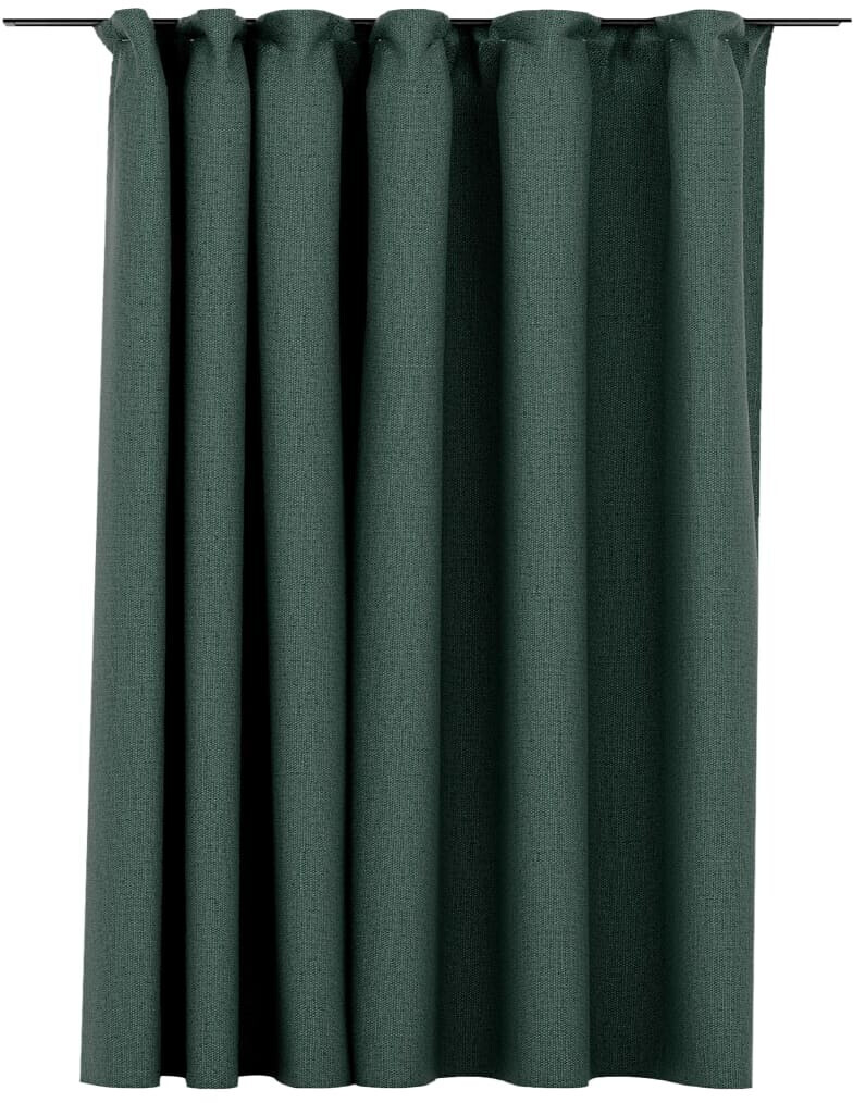 vidaXL Blackout curtain with hooks linen look green 290x245 cm (321191)