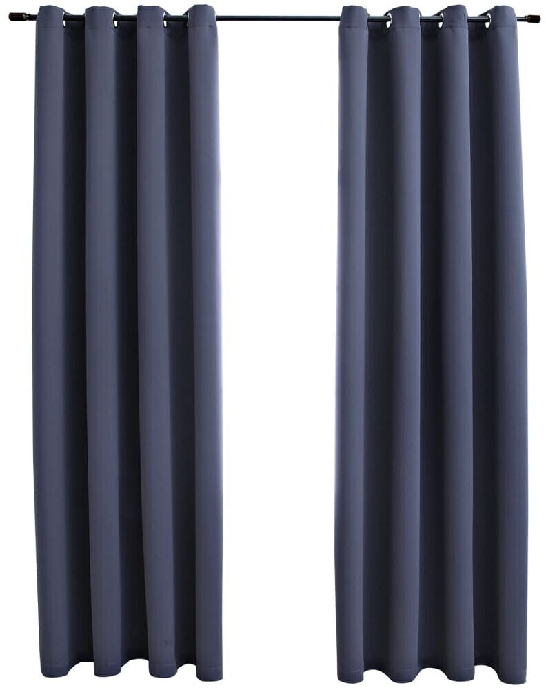 vidaXL Blackout curtains with metal eyelets 2 pieces anthracite 140x245cm (134420)