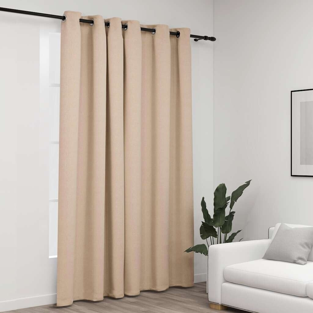 vidaXL Blackout curtain with eyelets linen look beige 290x245 cm (321211)
