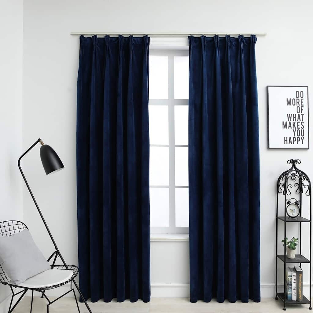 vidaXL Blackout curtain hooks 2 pieces velvet dark blue 140x175cm (134532)