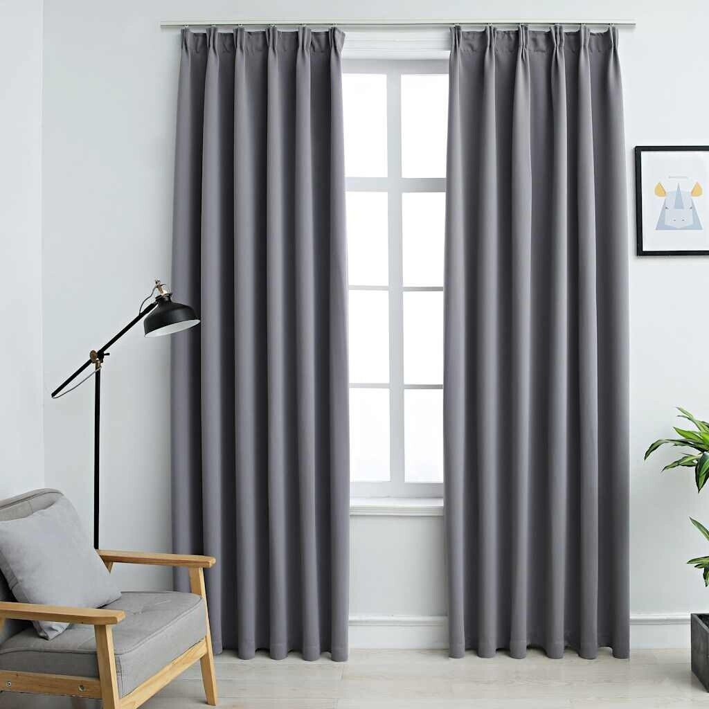 vidaXL Blackout curtains with hooks 2 pieces gray 140x175cm (134430)