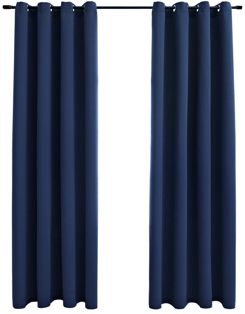 vidaXL Blackout curtains with metal eyelets 2 pieces blue 140x175 cm (134450)