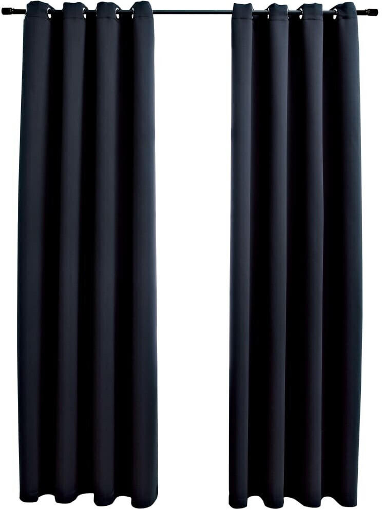 vidaXL Blackout curtains with metal eyelets 2 pieces black 140x175 cm (134410)