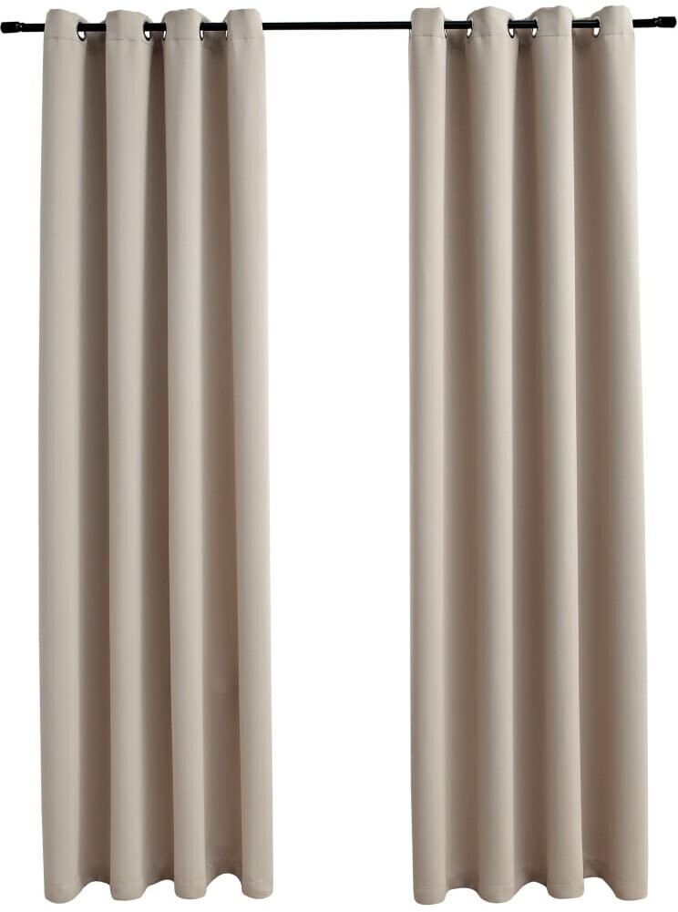 vidaXL Blackout curtains with metal eyelets 2 pieces beige 140x175 cm (134442)