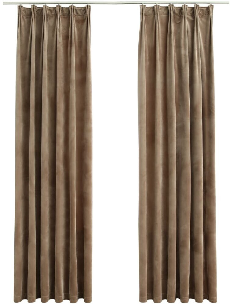 vidaXL Blackout curtains with hooks 2 pieces velvet beige 140x175cm (134508)