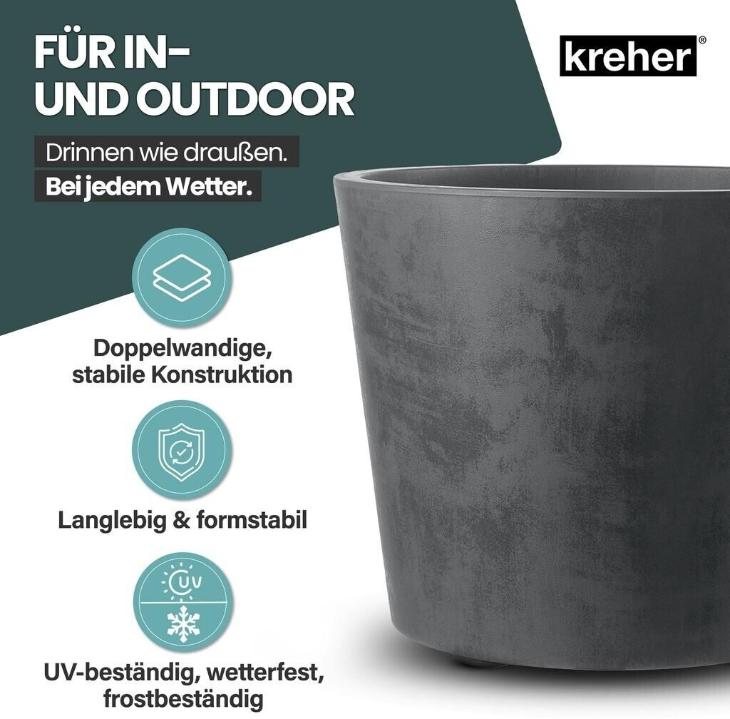 Kreher XXL Millennium Plantenbak Met Oprolbaar Platform En Een Volume Van 80 Liter Geweldige Natuursteen Look In Bruin Of Antraciet Afmetingen 59 X 49 Cm O H Antraciet 2857371398