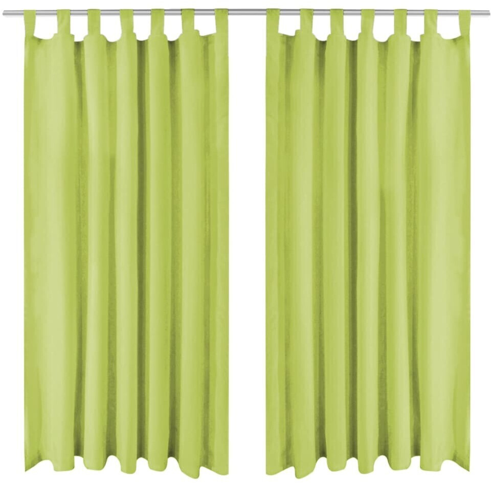 vidaXL Micro satin curtains 2 pieces with loops 140 x 175 cm green (132222)