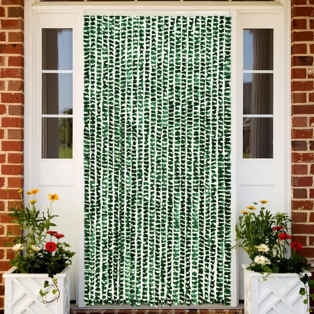 vidaXL Insect protection curtain green and white 100x220 cm chenille (325447)