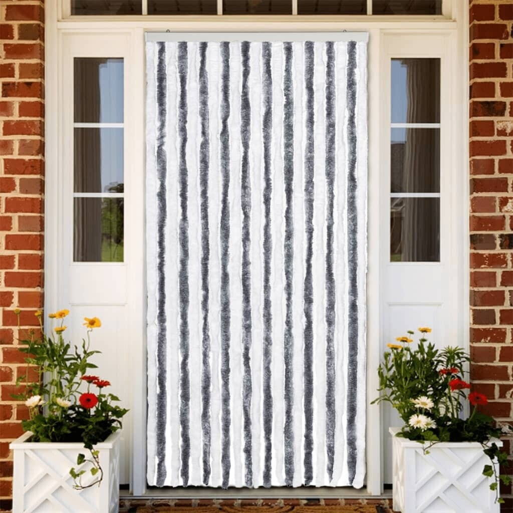 vidaXL Insect protection curtain gray and white 90x200 cm chenille (315124)