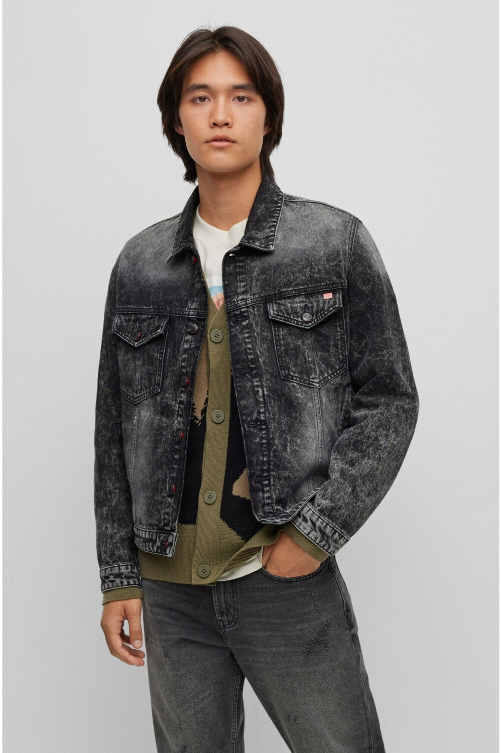 Hugo boss denim jacket mens clearance