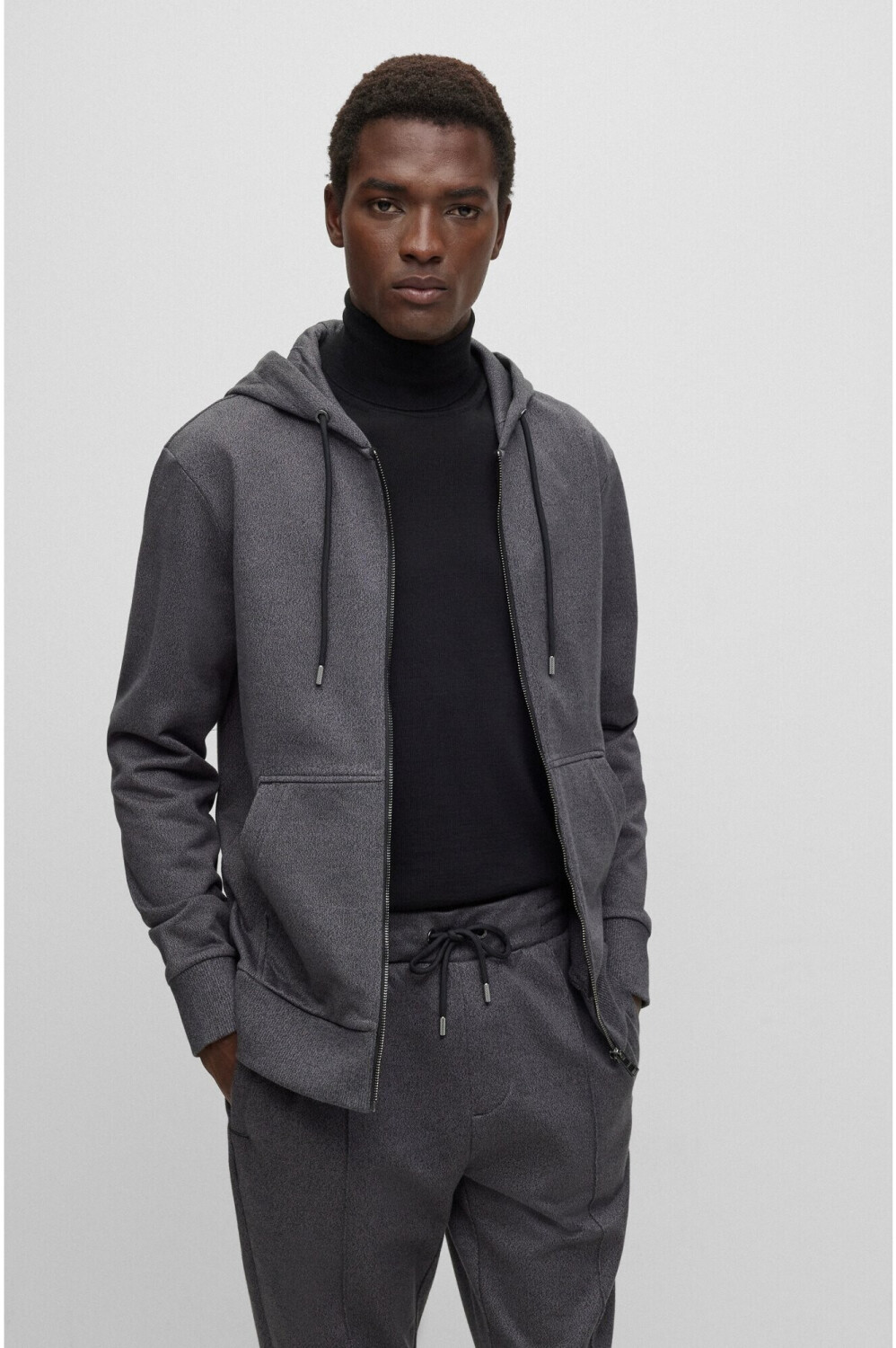 Hugo boss grey zip hoodie sale