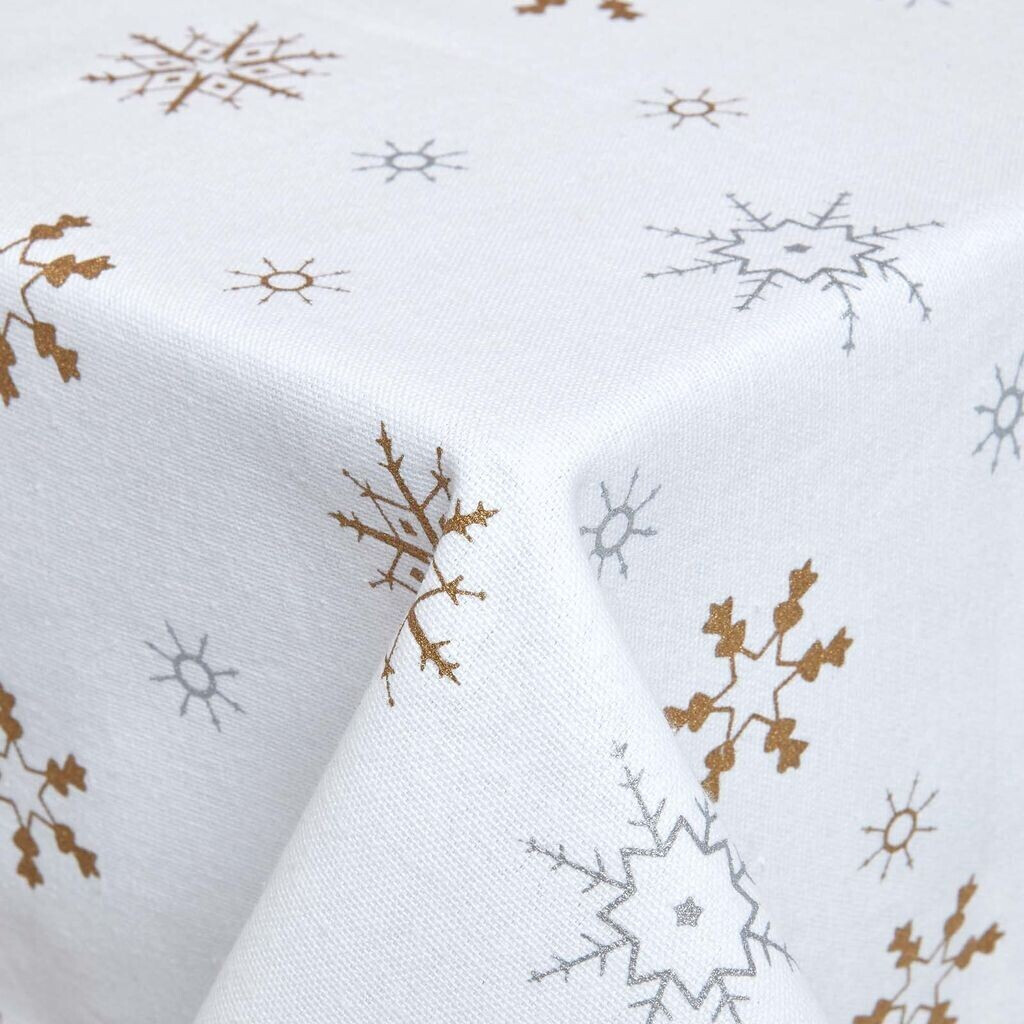 Homescapes Baumwoll-Tischdecke mit Schneeflocken-Muster 138