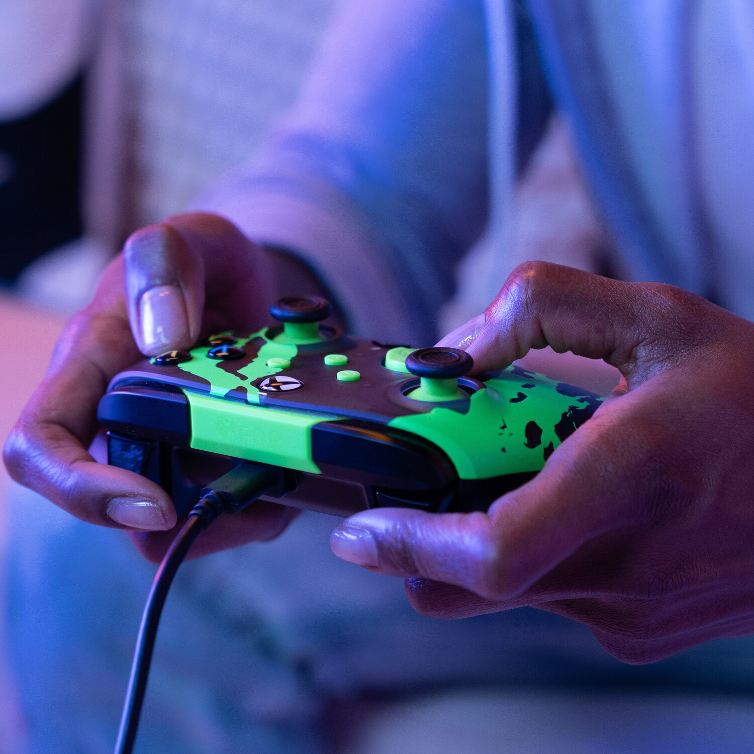 Manette filaire PDP pour Xbox - Rematch Glow - Blue Tide
