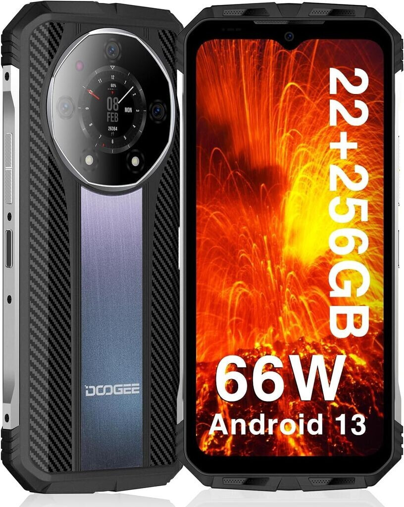 DOOGEE S110 Smartphone – 12 GB RAM, 256 GB Speicher, Schwarz | Robustes Handy Mit Großem Speicher | Android Smartphone