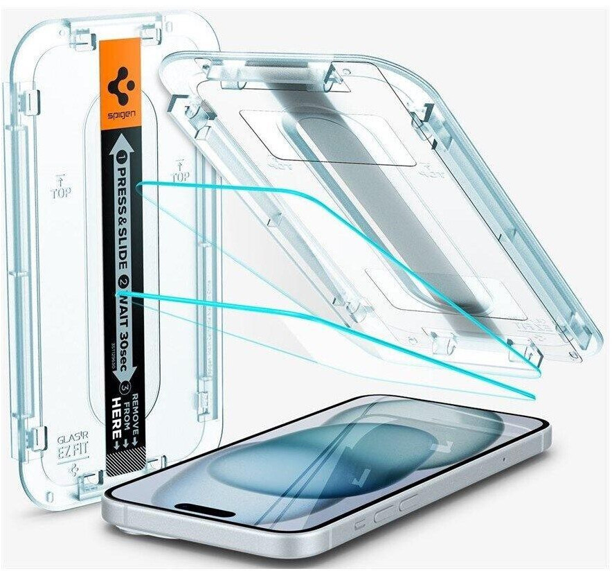 Spigen Glass tR EZ Fit 2 Pack Transparency iPhone 15