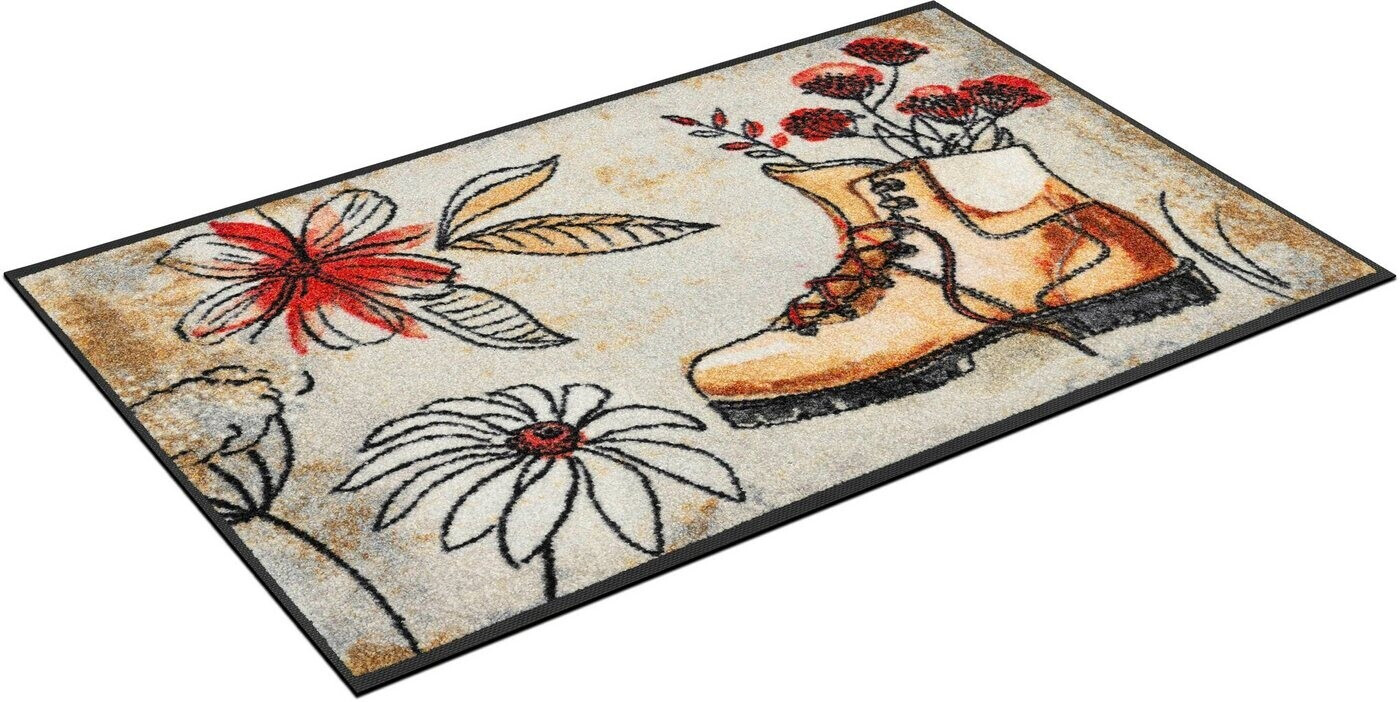Wash+Dry Fußmatte Walking Vibes braun-beige Preisvergleich | € 50x75 cm ab 39,87 bei