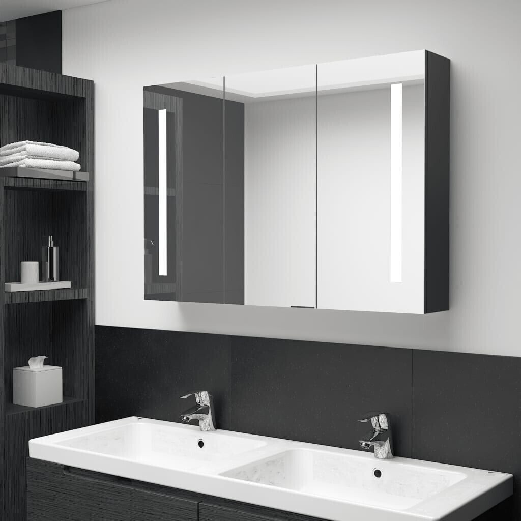 vidaXL Bathroom cabinet with LED (89 x 14 x 62 cm) black gloss