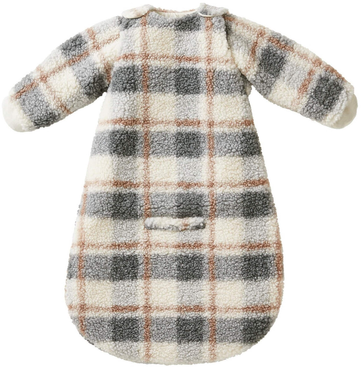 Vertbaudet Check teddy fleece gray / wool white