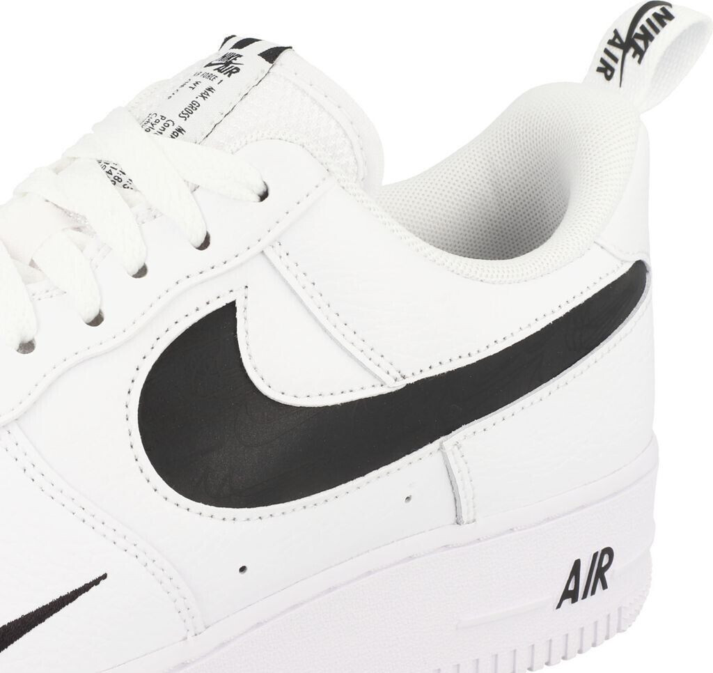 Nike air force 1 mens white with black swoosh on sale
