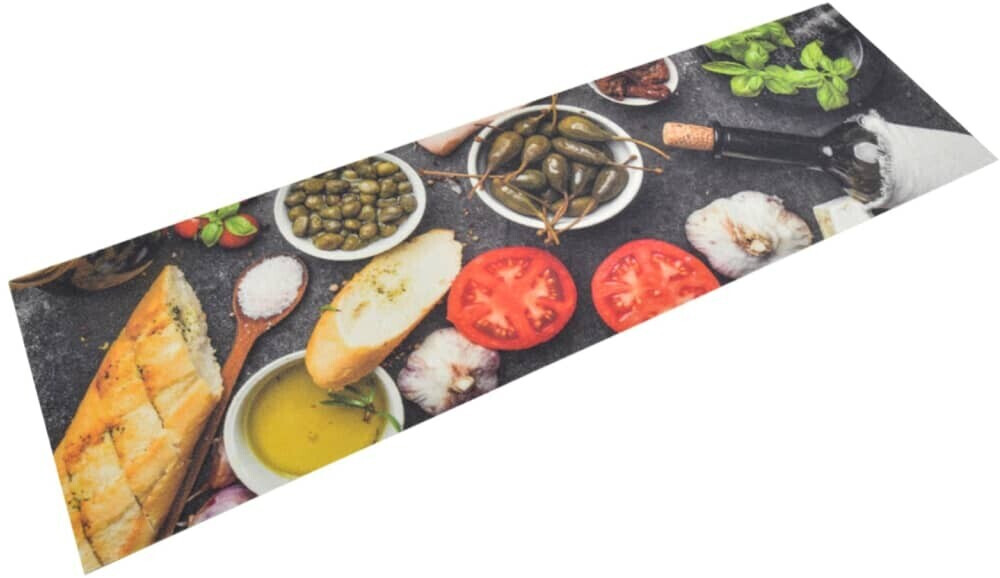 vidaXL Washable Kitchen Rug Wine & Food 45x150 cm Velvet (136552)