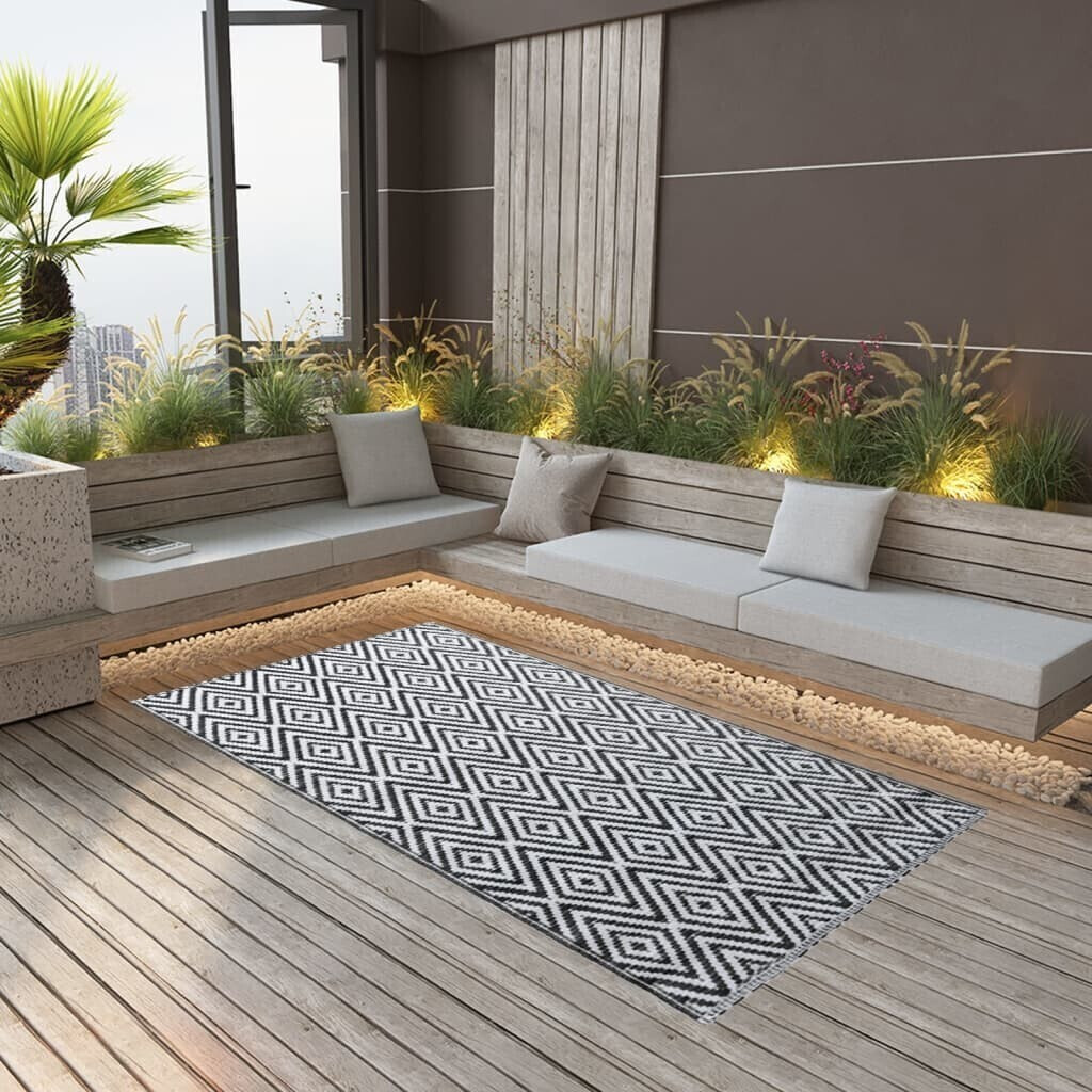 vidaXL Outdoor carpet white/black 190x290 cm PP (310431)