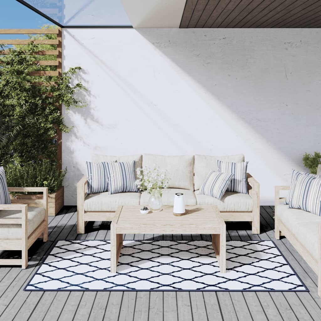 vidaXL Outdoor carpet navy blue white 100x200 cm (364784)