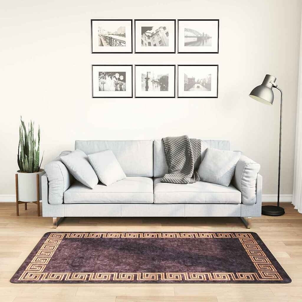 vidaXL Washable Rug 80x150 cm Black/Golden Non-Slip (337928)
