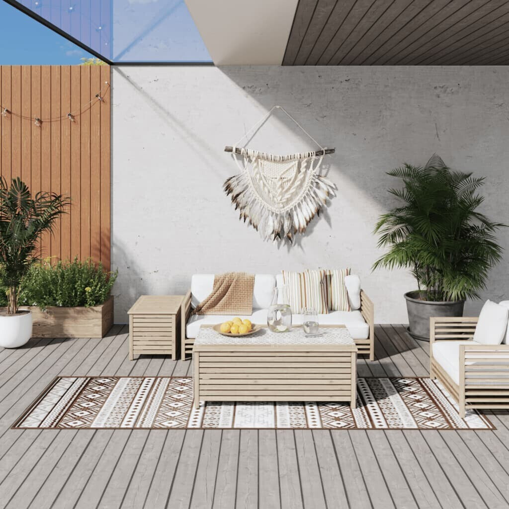 vidaXL Outdoor carpet brown/white 80x250 cm (364795)