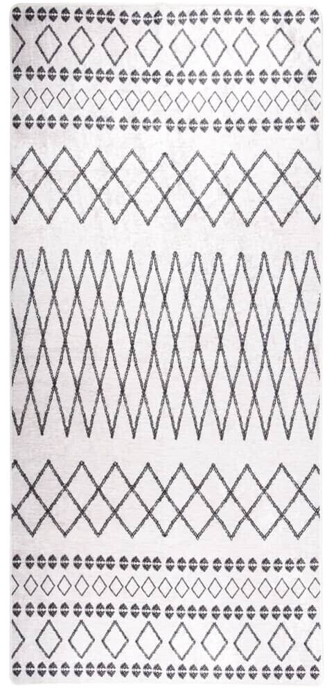 vidaXL Washable Rug 80x300 cm Black/White Non-Slip (337971)