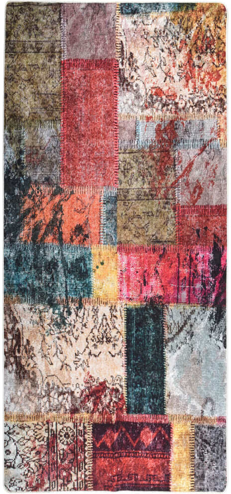 vidaXL Washable Carpet Patchwork 80x300 cm Multicolored Non-Slip (337965)