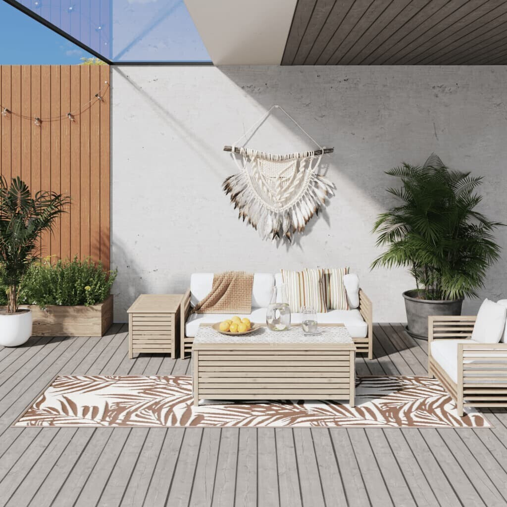 vidaXL Outdoor carpet brown/white 80x250 cm (364789)