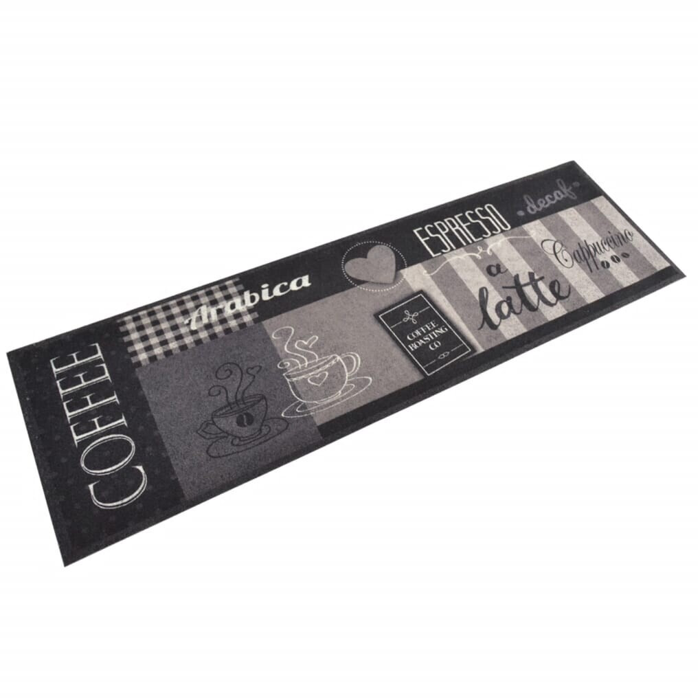 vidaXL Kitchen Rug Washable Coffee Black 45x150 cm Velvet (136555)