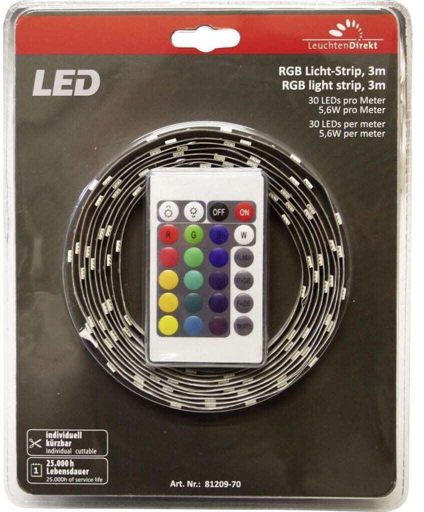 LeuchtenDirekt 81215-70 - LED-RGB-Streifen dimmbar TEANIA 3m LED/19W/12/230V  + FB ab 21,06 € | Preisvergleich bei