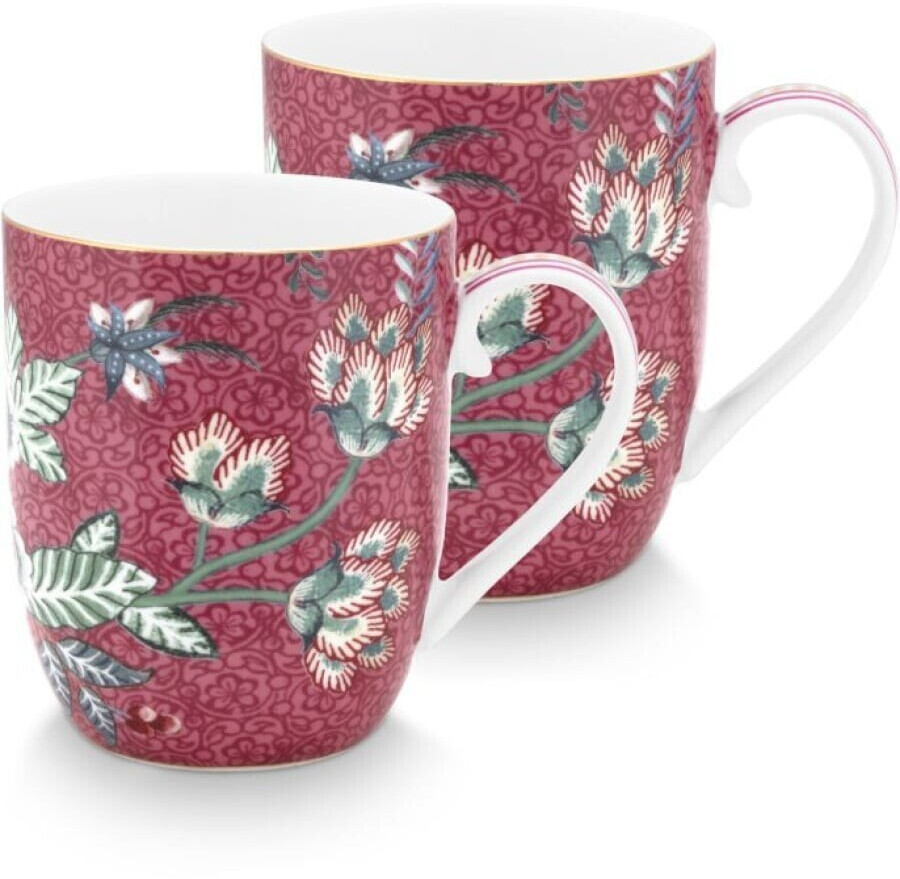 PiP Studio Flower Festival mug dark pink 145 ml set2
