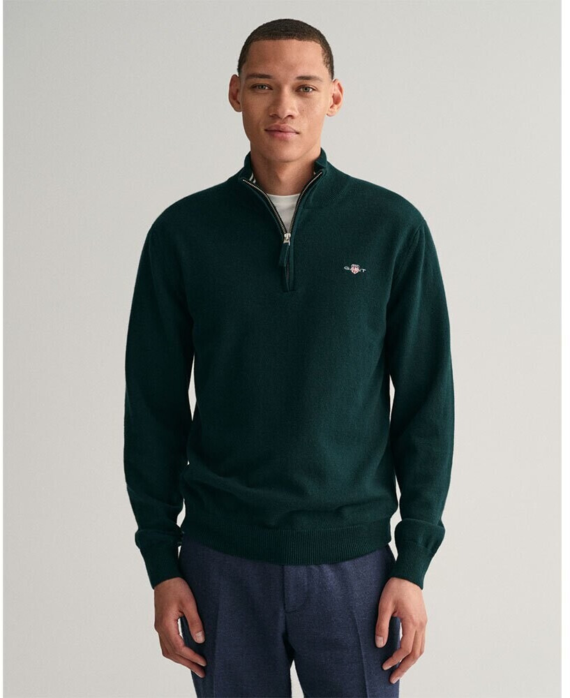 GANT Superfine Lambswool Half Zip Sweater (87213) green