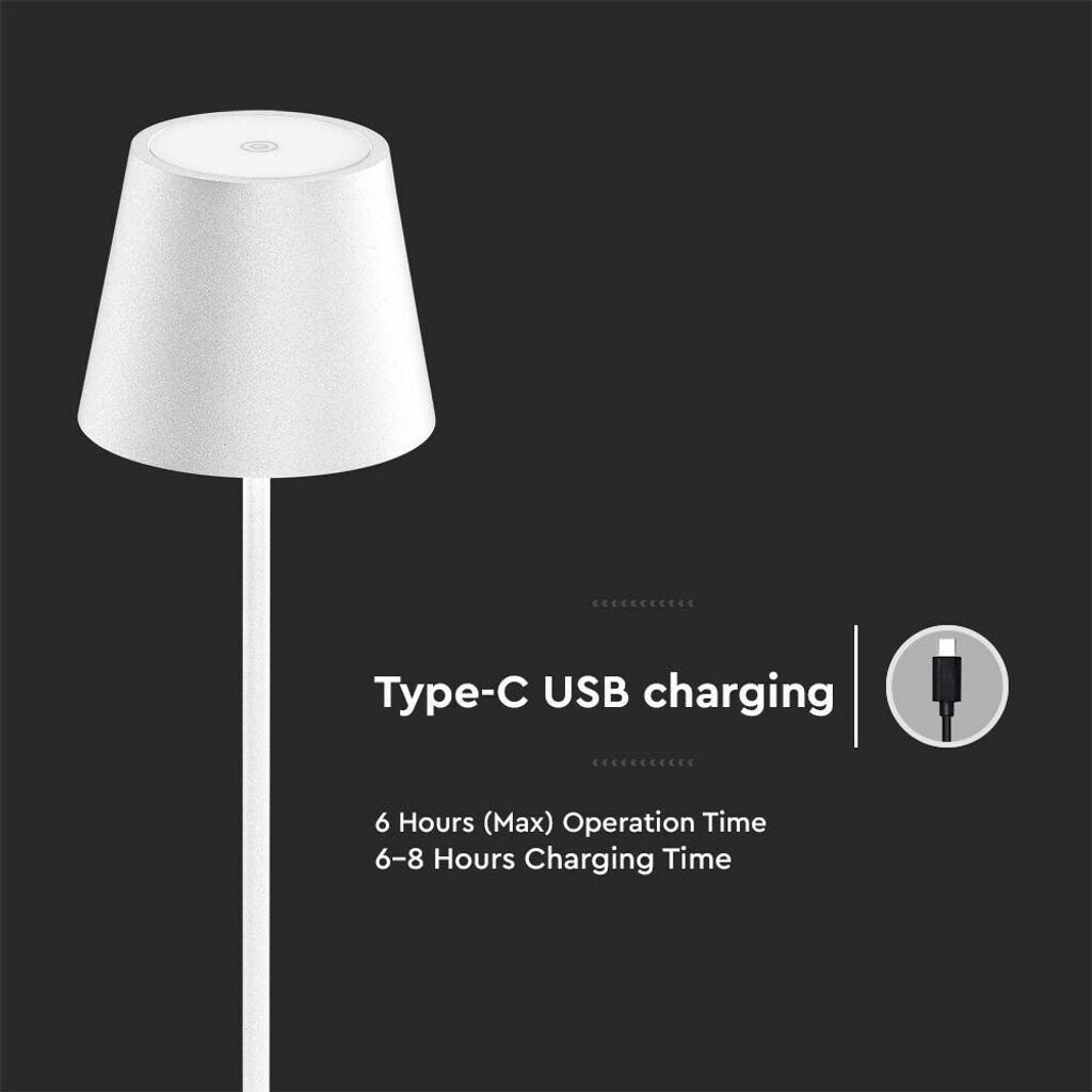 V-TAC Dimmable rechargeable LED floor lamp LED/4W/5V 4400 mAh 4000K IP54 white