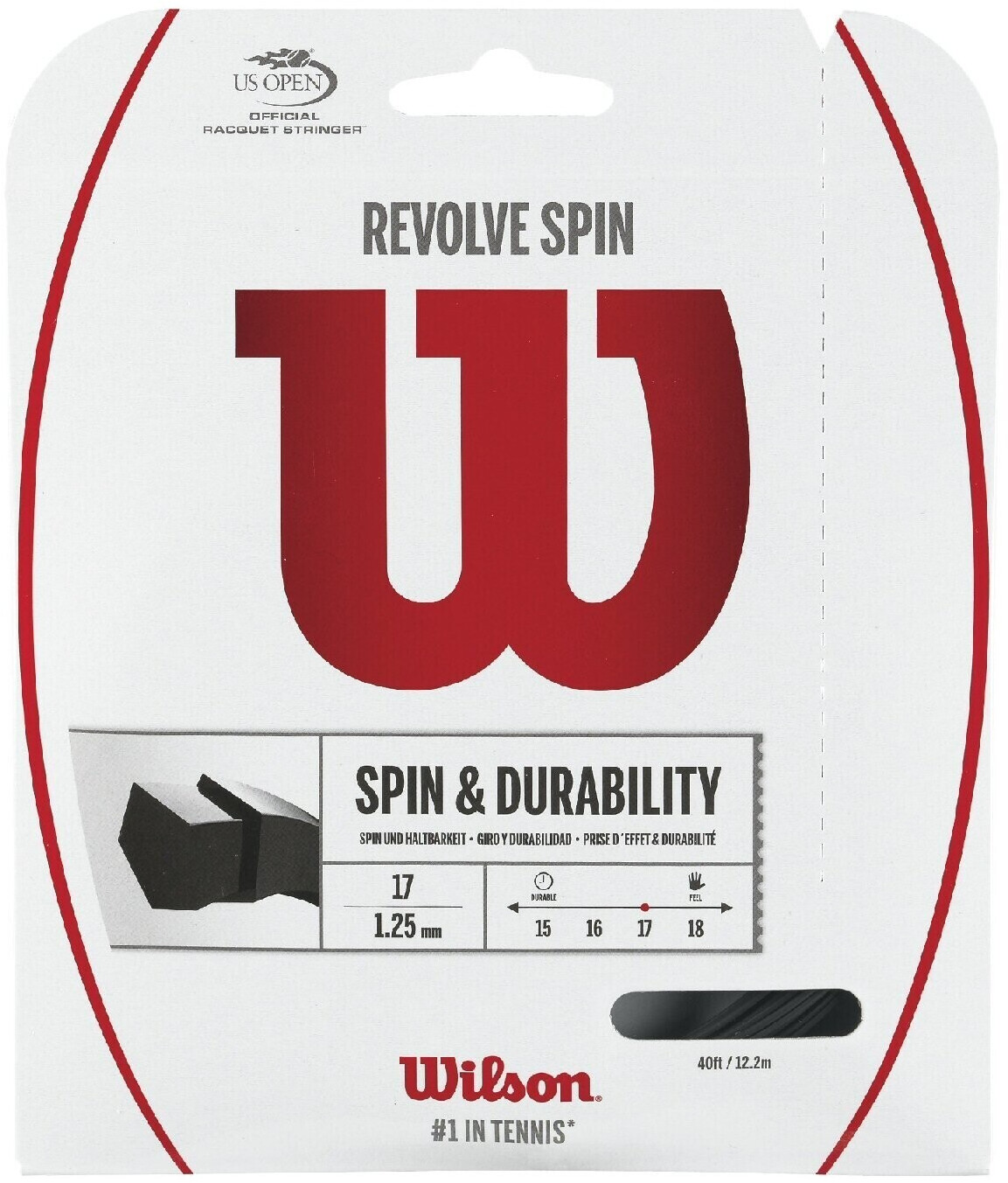 Photos - Accessory Wilson Revolve Spin  black 12m set 1.25 (spin+durability)