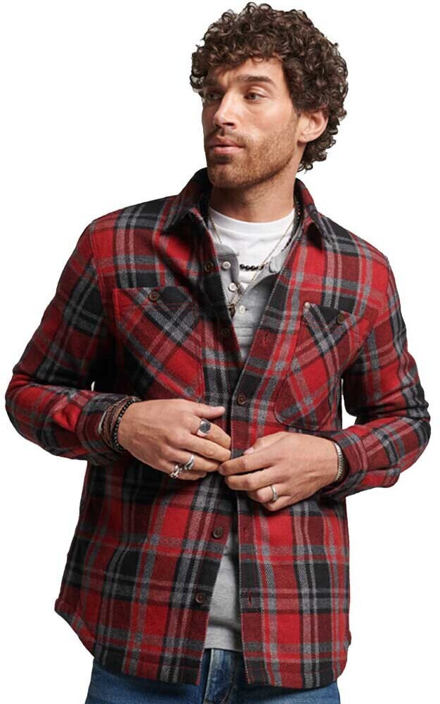 Superdry Merchant Quilted Long Sleeve Shirt (M4010675A) red